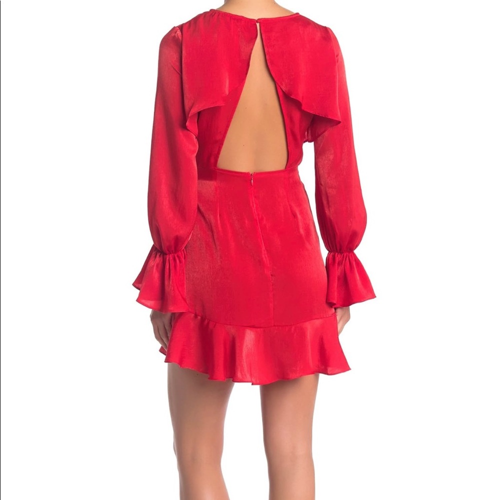 A. Calin Brushed Satin Ruffle Mini Dress